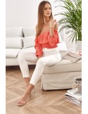 Bluza scurta coral cu volane in jos MP29390 - Magazin online - Boutique